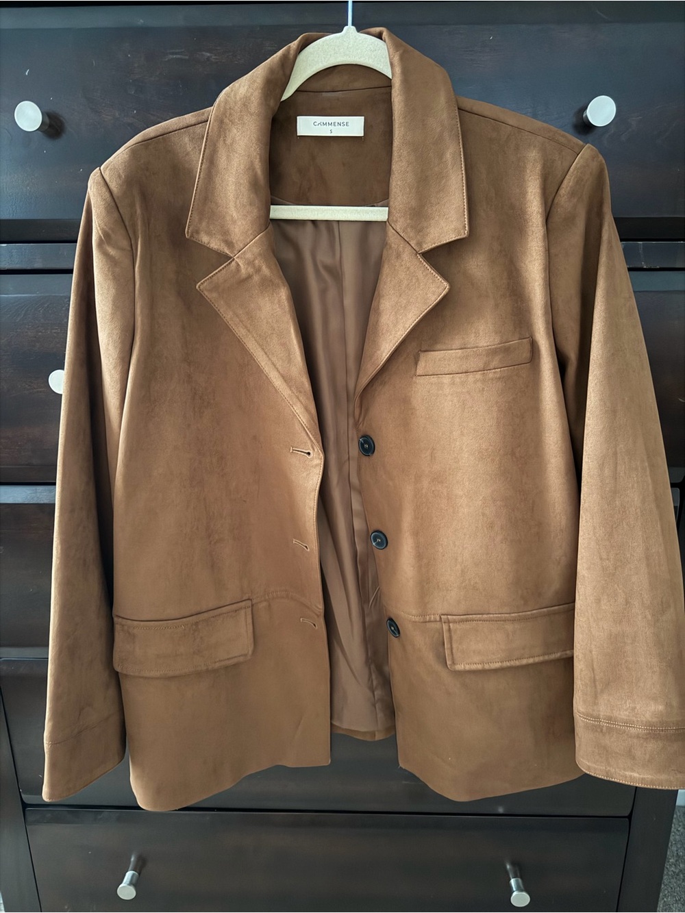 Commense Chestnut Suede-Look Blazer Jacket